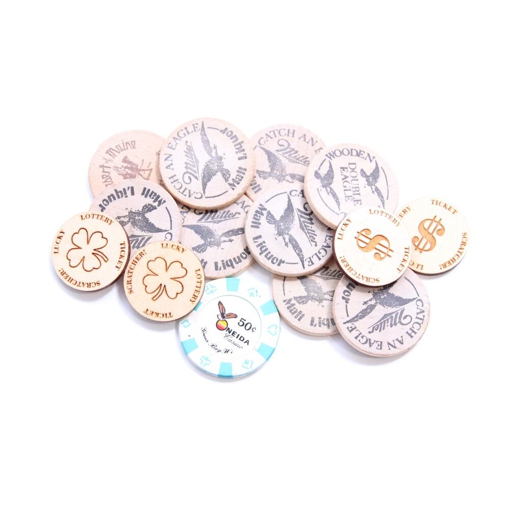 Round Bar Tokens, Drink Tokens, Casino Chip Tokens, Scratcher, ~ 250407-WH 342